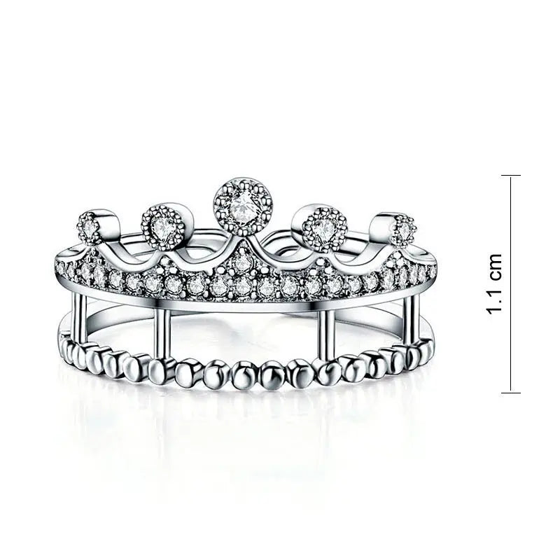 Solid 925 Sterling Silver Crown Shape Ring Lab Created Diamond limanilondon