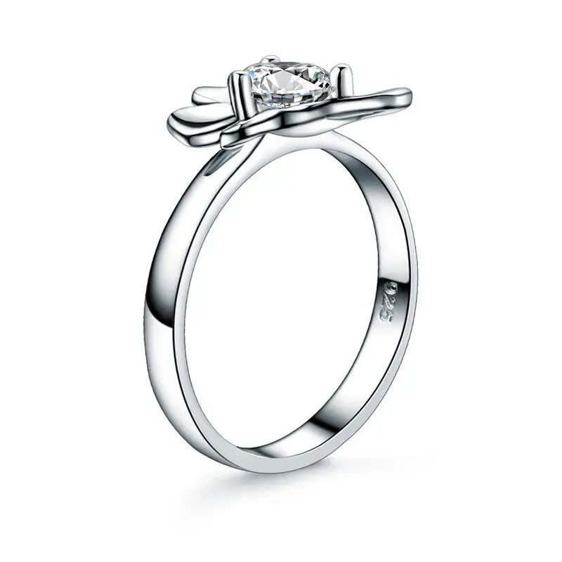 Solid 925 Sterling Silver 2 Pcs Butterfly Flower Ring Set Lady Jewellery limanilondon