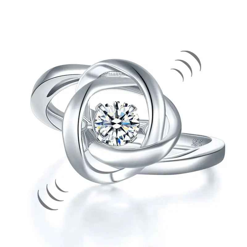 Dancing Stone Woven Solid 925 Sterling Silver Ring