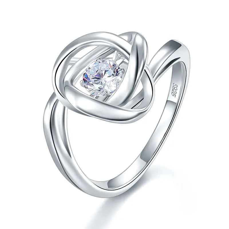 Dancing Stone Woven Solid 925 Sterling Silver Ring