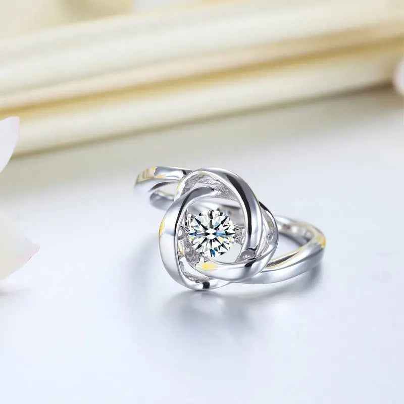Dancing Stone Woven Solid 925 Sterling Silver Ring