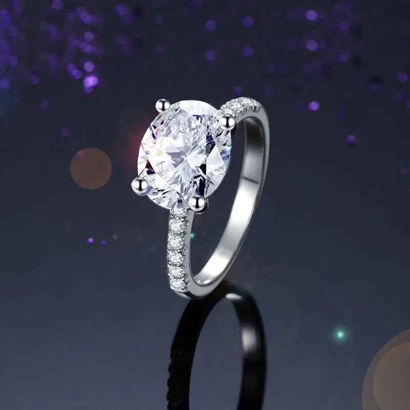 Solid 925 Sterling Silver 4 Carat Wedding Anniversary Ring Oval Cut Luxury Jewellery