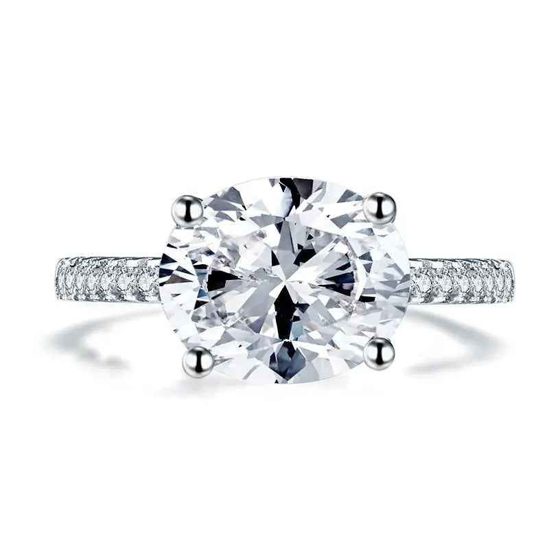 Solid 925 Sterling Silver 4 Carat Wedding Anniversary Ring Oval Cut Luxury Jewellery