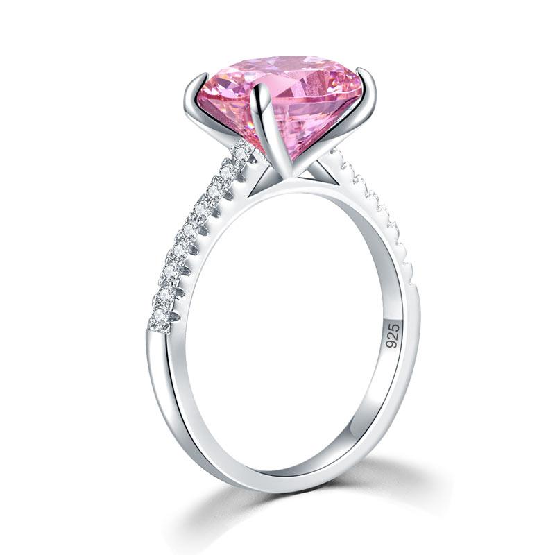 Solid 925 Sterling Silver 4 Carat Anniversary Ring Fancy Pink Oval Cut Luxury Jewellery