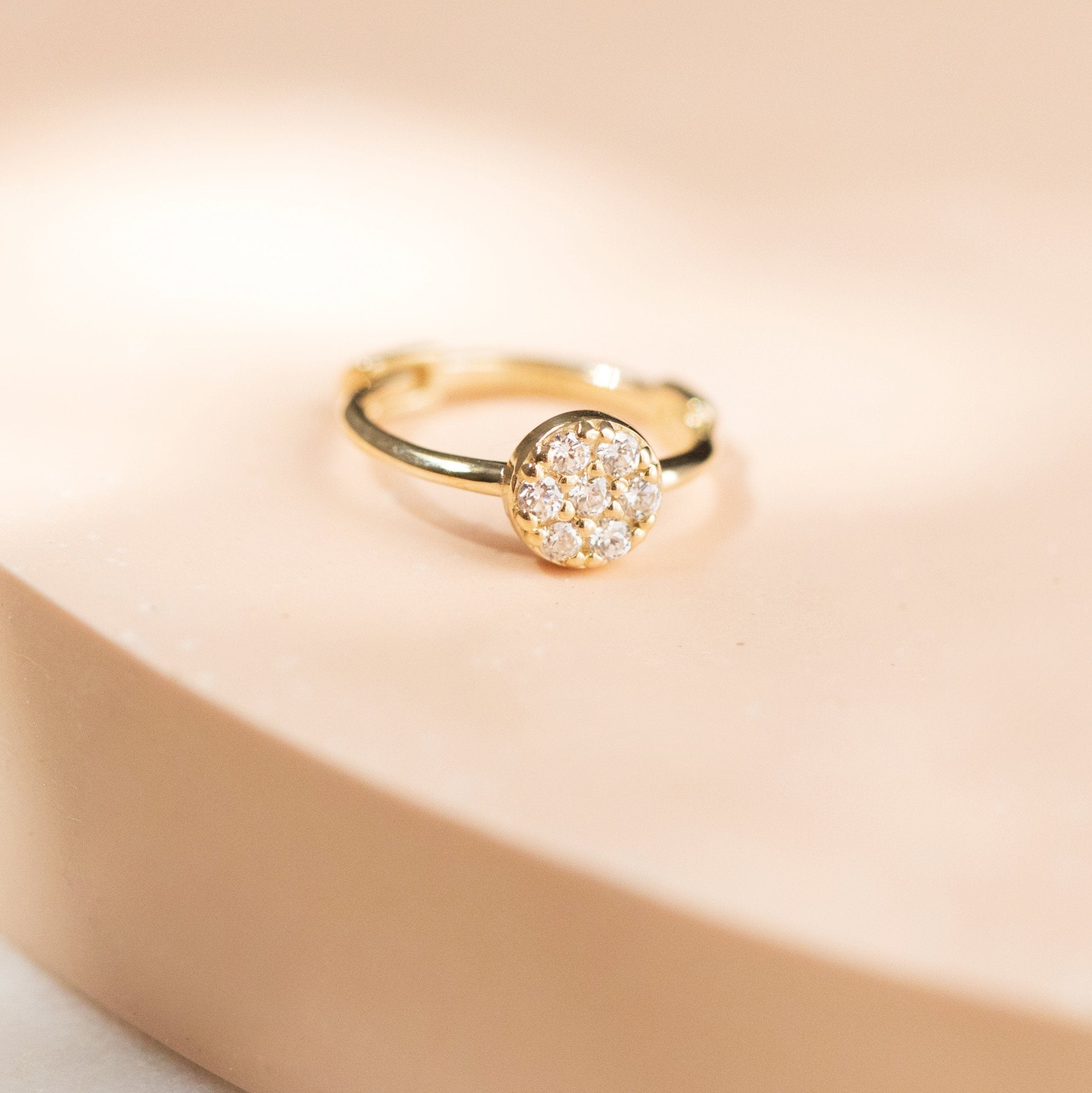 Genuine 9ct Yellow Gold Cz Dome Cartilage Hoop Earring