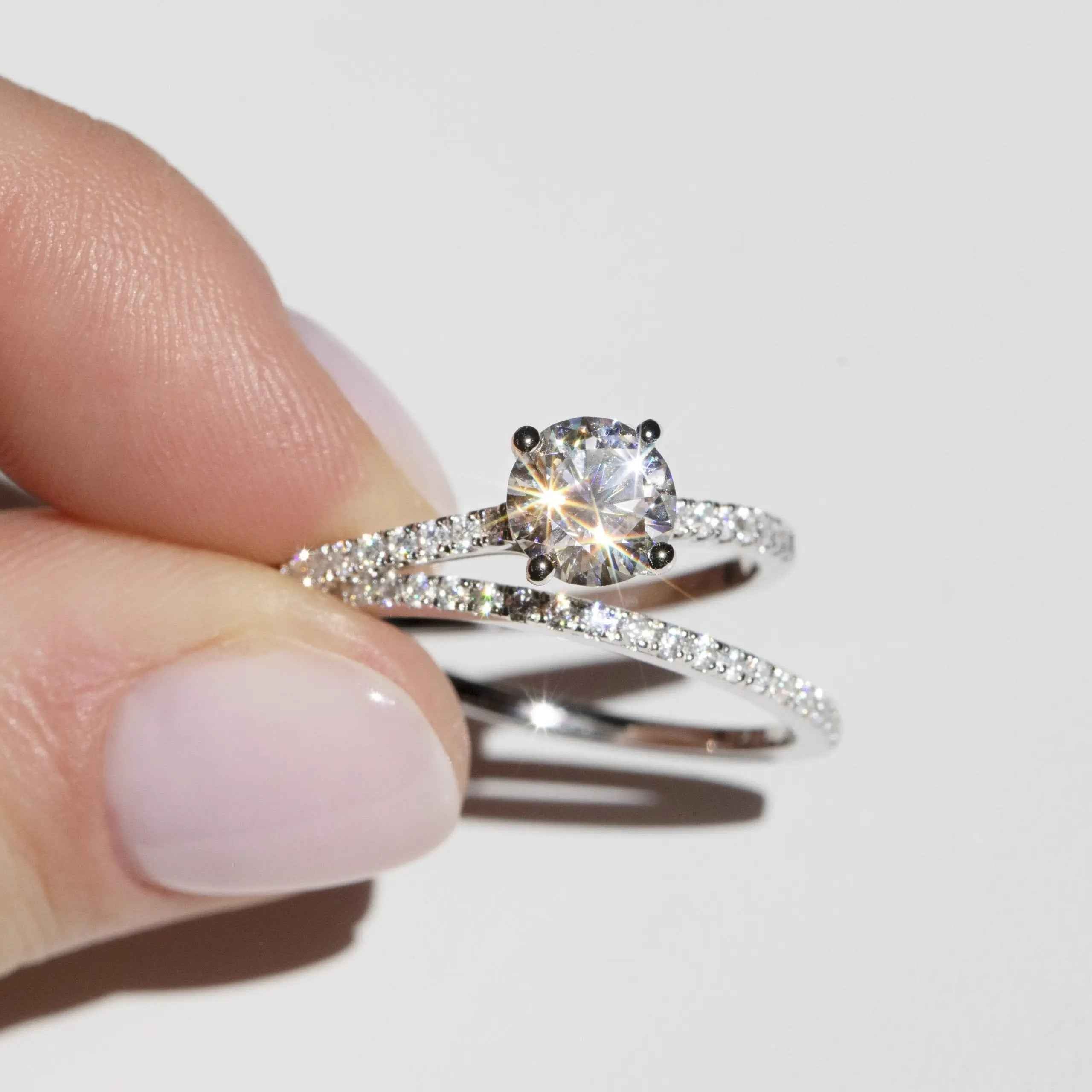 1 Carat Moissanite Ring Set | Sterling Silver Wedding Engagement