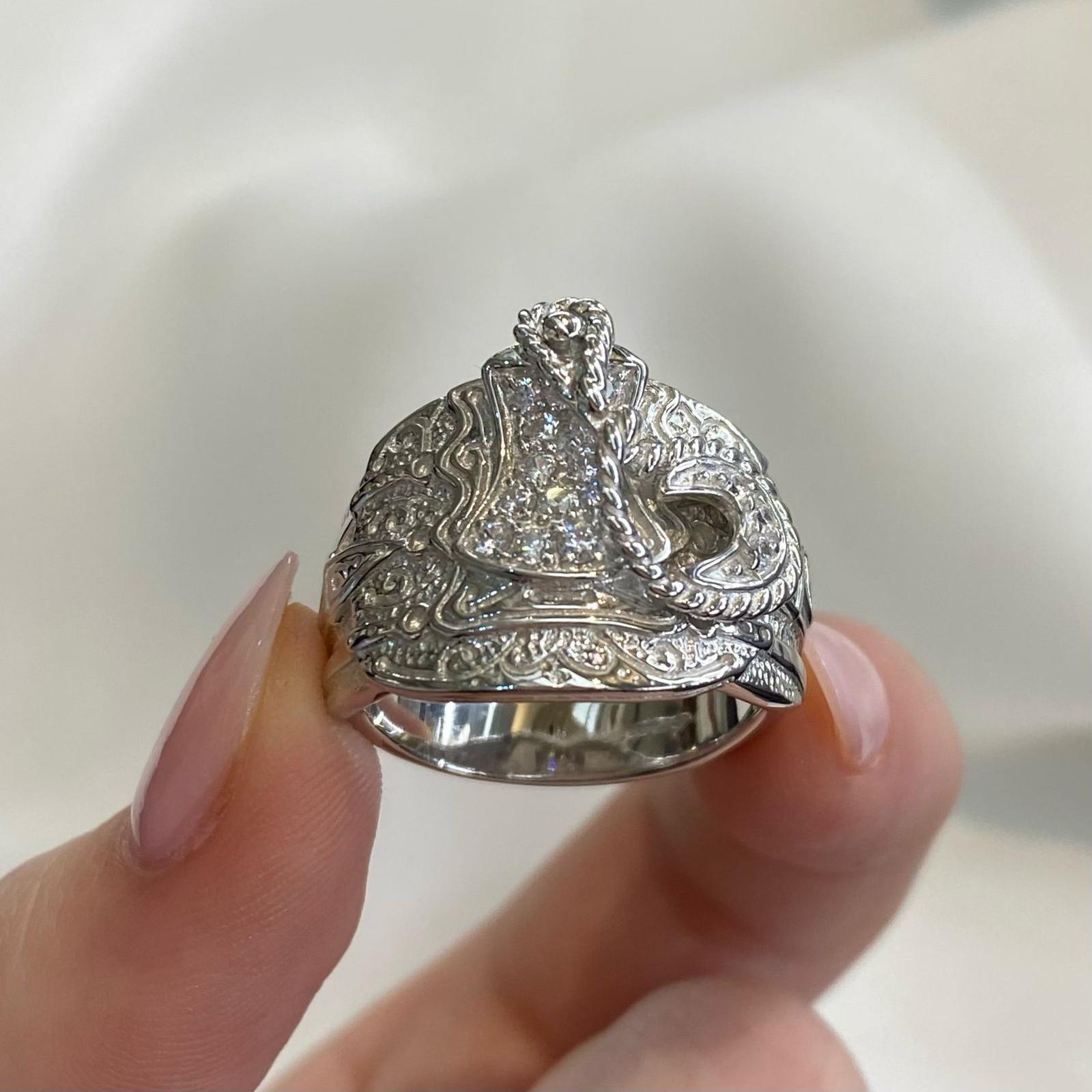 925 Sterling Silver Men's Saddle CZ Ring R-Z Sizes - Gift Boxed