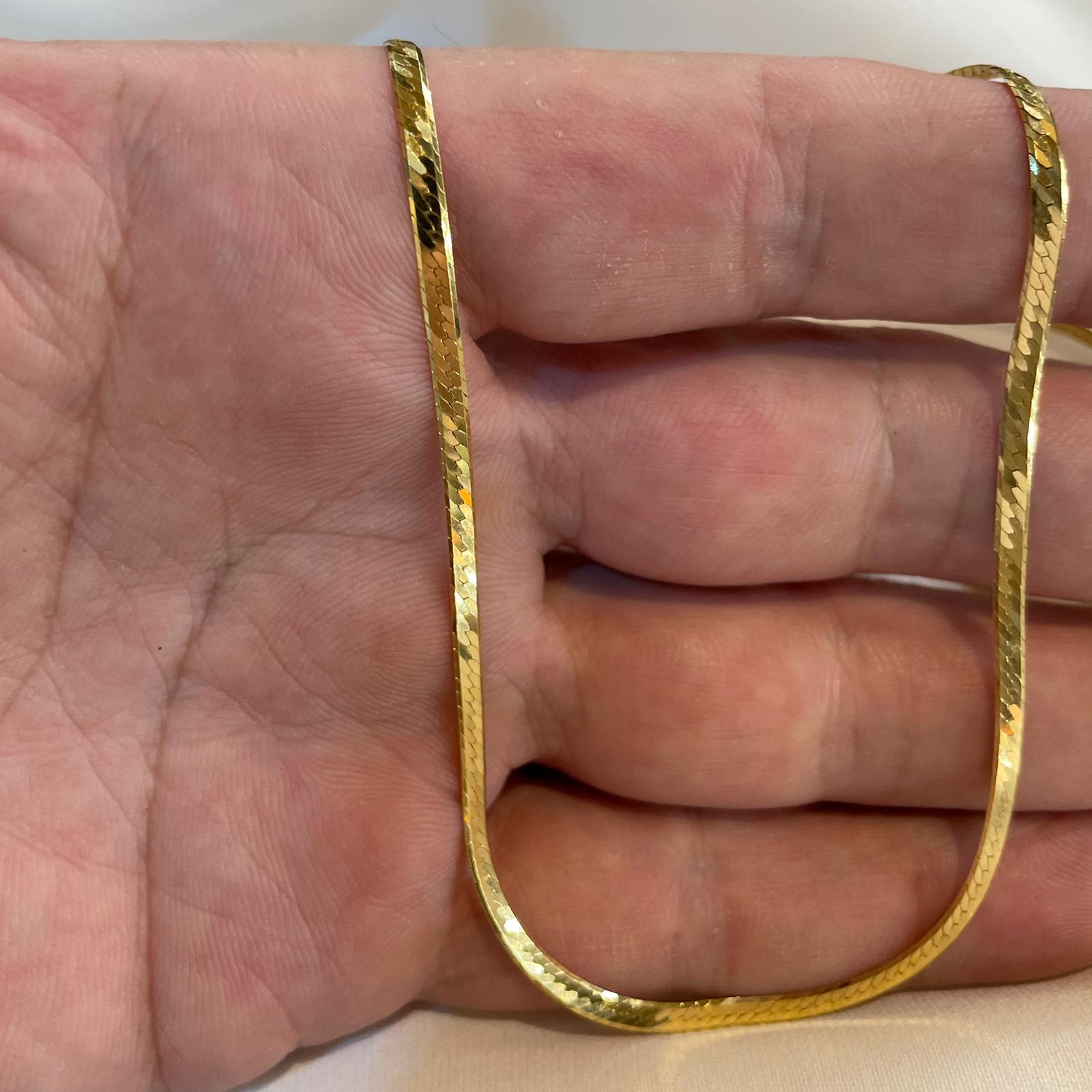 925 Sterling Silver Flat Snake Necklace Chain Plated with 0.25 Micron 18K Yellow Gold
