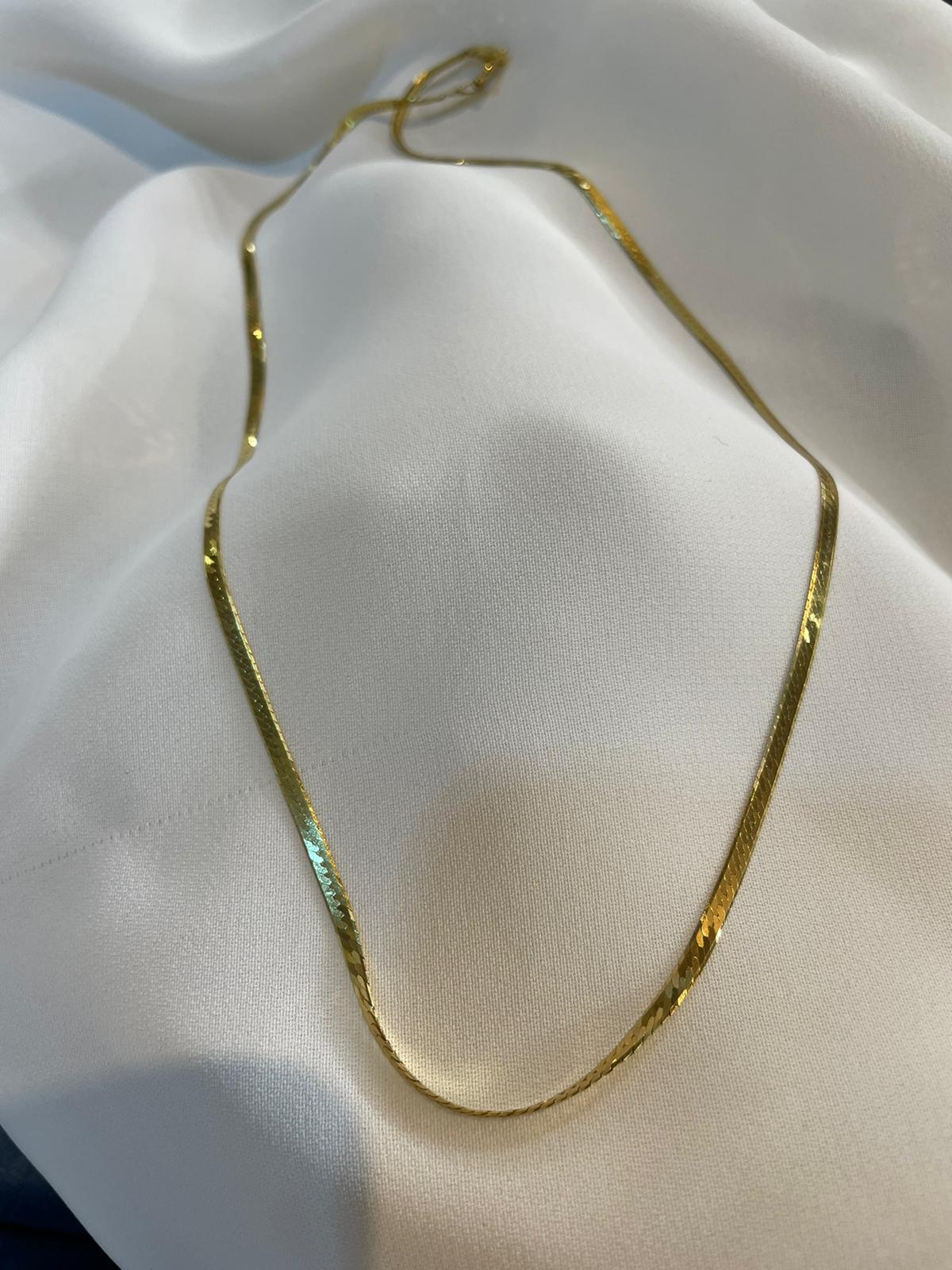 925 Sterling Silver Flat Snake Necklace Chain Plated with 0.25 Micron 18K Yellow Gold