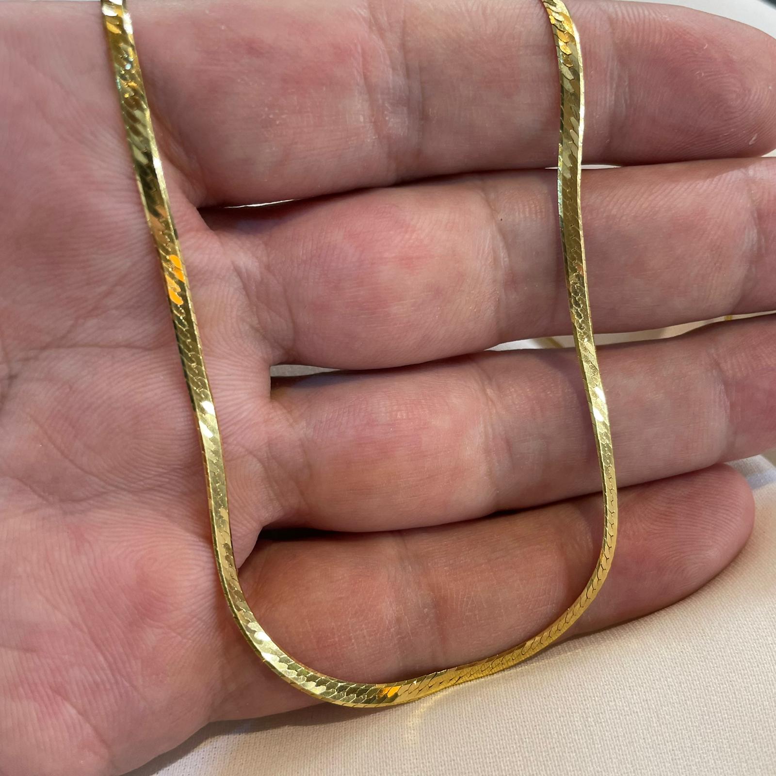 925 Sterling Silver Flat Snake Necklace Chain Plated with 0.25 Micron 18K Yellow Gold