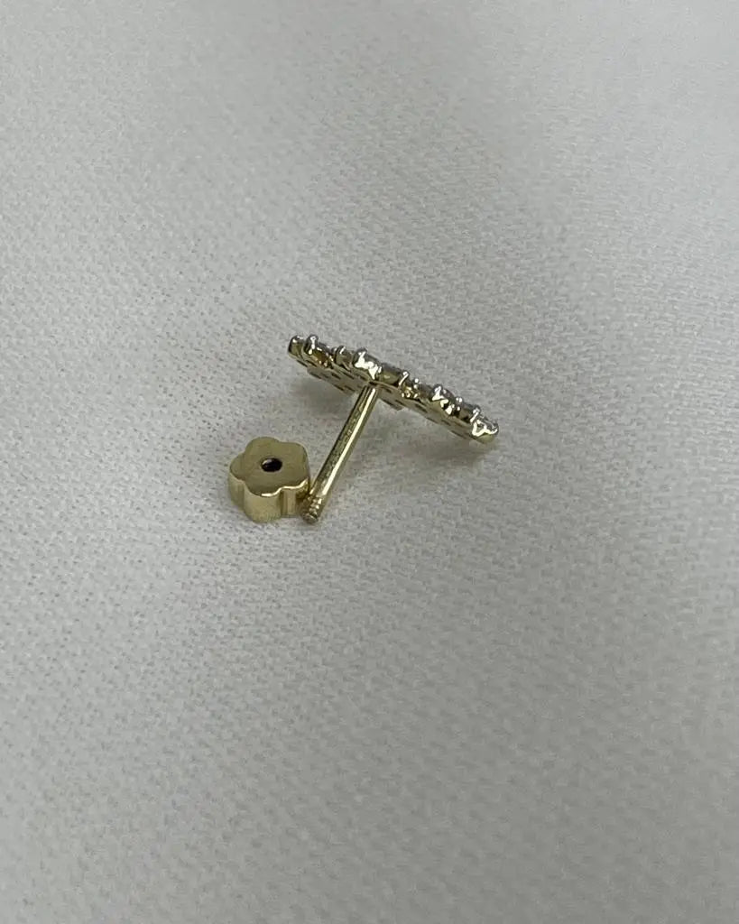 Diamond Cartilage Flower Trio Stud 9CT Yellow Gold GH SI3-I1 0.23CT limanilondon