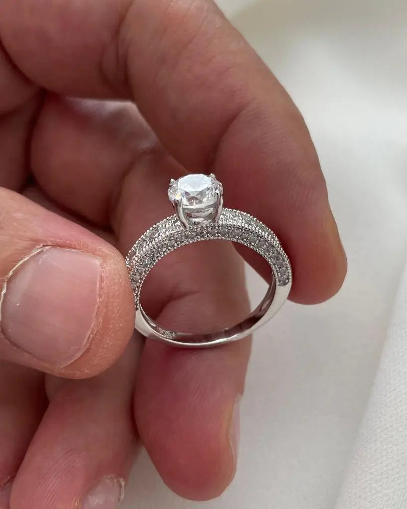 Vintage Style 1.25 Carat Created Diamond Solid 925 Sterling Silver Bridal Wedding Engagement Ring limanilondon