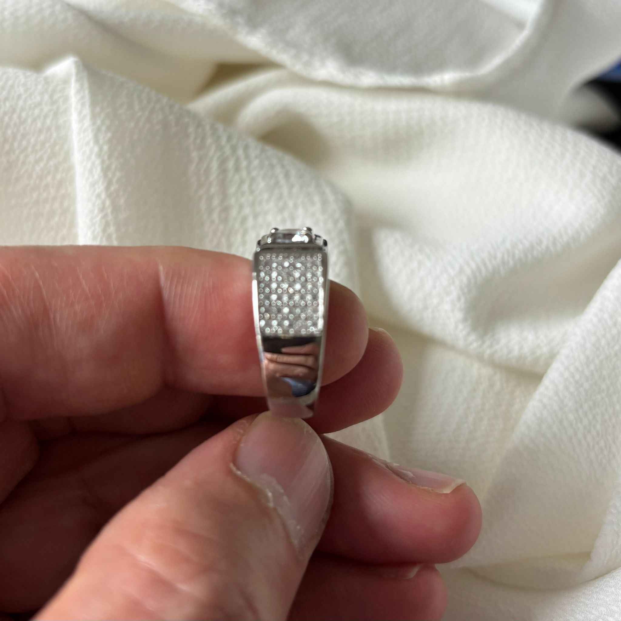 925 Sterling Silver Mens Pinky CZ Ring - Gift Boxed