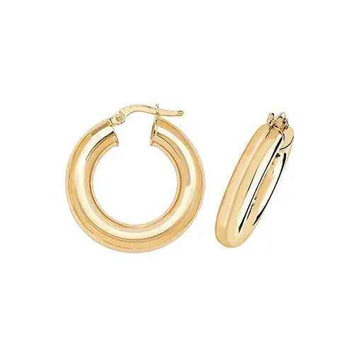 Genuine 9 Carat Yellow Gold 15mm Hoop Earrings