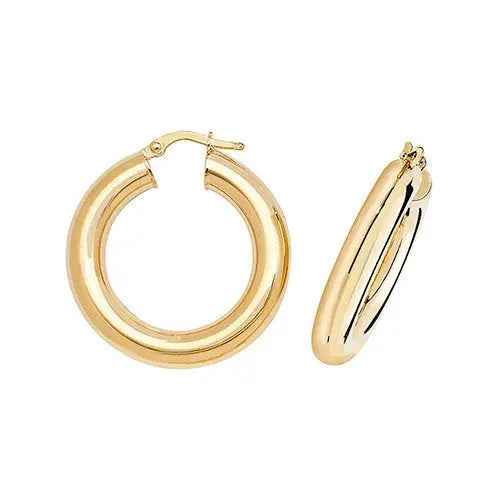 Genuine 9 Carat Yellow Gold 20mm Hoop Earrings