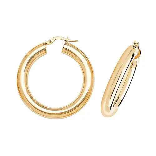 Genuine 9 Carat Yellow Gold 25mm Hoop Earrings