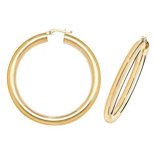 Genuine 9 Carat Yellow Gold 40mm Hoop Earrings