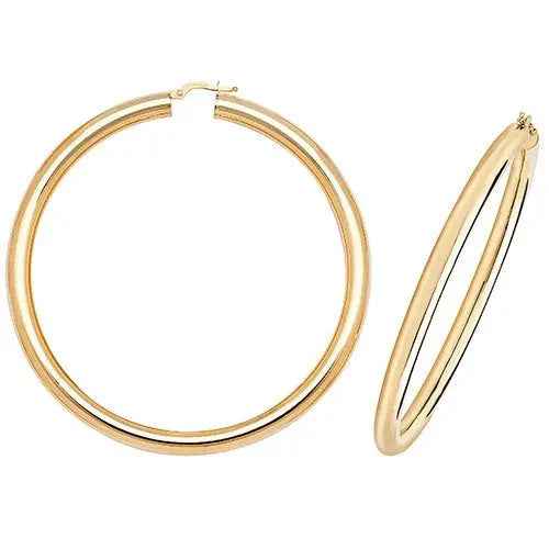 Genuine 9 Carat Yellow Gold 60mm Hoop Earrings