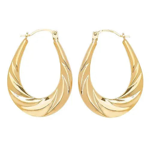 Genuine 9 CT Yellow Gold Creole Earrings 0.90 Grams limanilondon