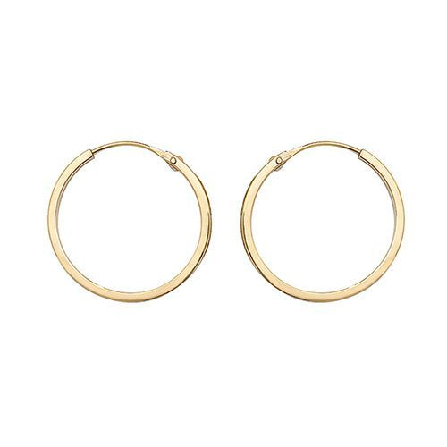 Genuine 9ct Yellow Gold 14mm Sleeper Earrings