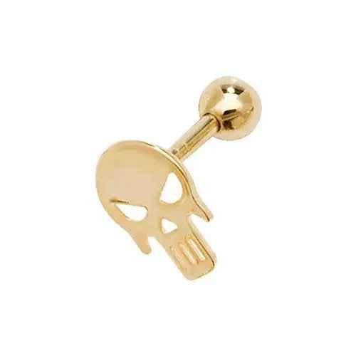 Genuine 9ct Yellow Gold Skull Cartilage 6mm Post Stud Earring
