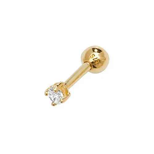 Genuine 9ct Yellow Gold Cz Cartilage 6mm Post Stud Earring