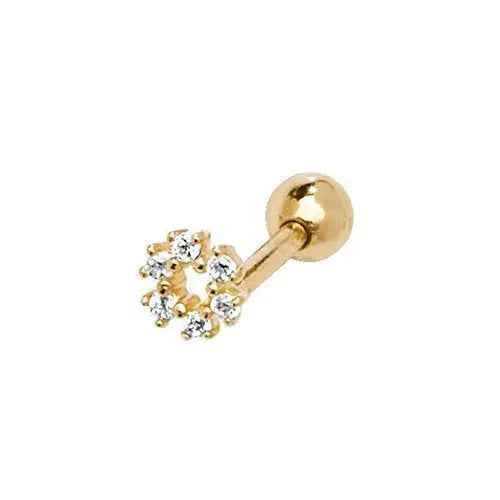 Genuine 9ct Yellow Gold CZ Open Circle Cartilage 6mm Post Stud Earring