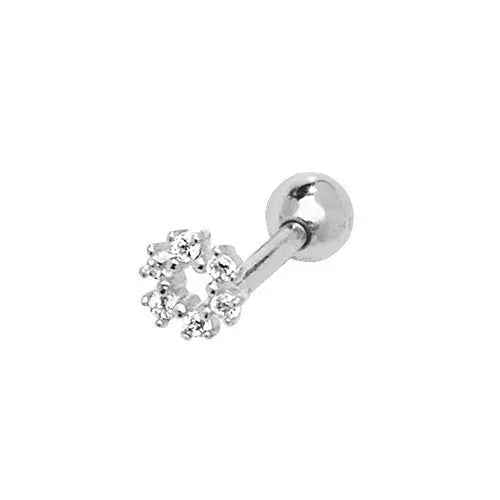 Genuine 9CT White Gold CZ Open Circle Cartilage 6 mm Post Stud