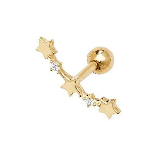 Genuine 9ct Yellow Gold CZ Constellation Cartilage 6mm Post Stud Earring