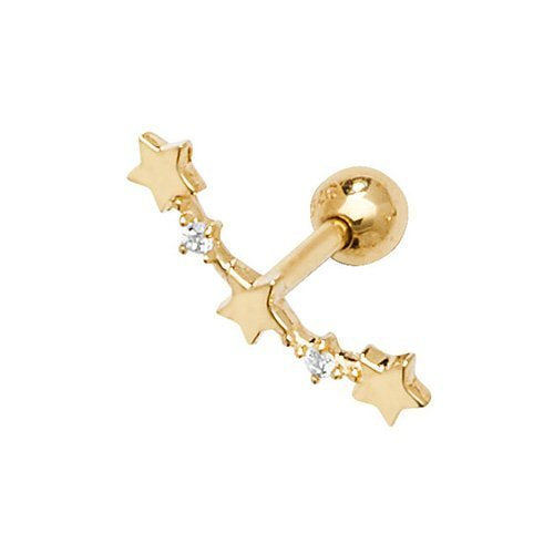 Genuine 9ct Yellow Gold CZ Constellation Cartilage 6mm Post Stud Earring