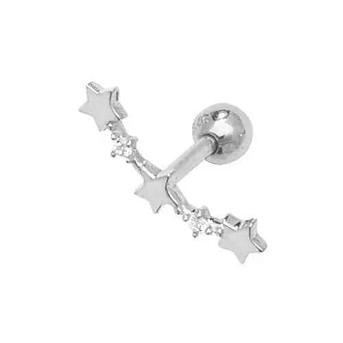 Genuine 9CT White Gold CZ Constellation Cartilage 6 mm Post Stud