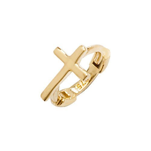 Genuine 9ct Yellow Gold Cross Cartilage Hoop Earring