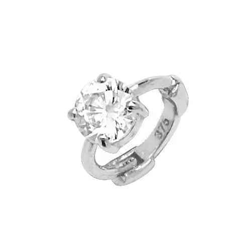 Genuine 9CT White Gold CZ Single Stone Cartilage Hoop Earring