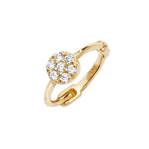 Genuine 9ct Yellow Gold Cz Dome Cartilage Hoop Earring
