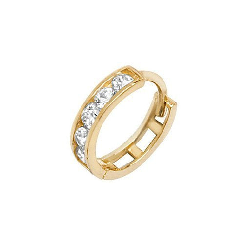 Genuine 9ct Yellow Gold CZ Cartilage Hoop Earring