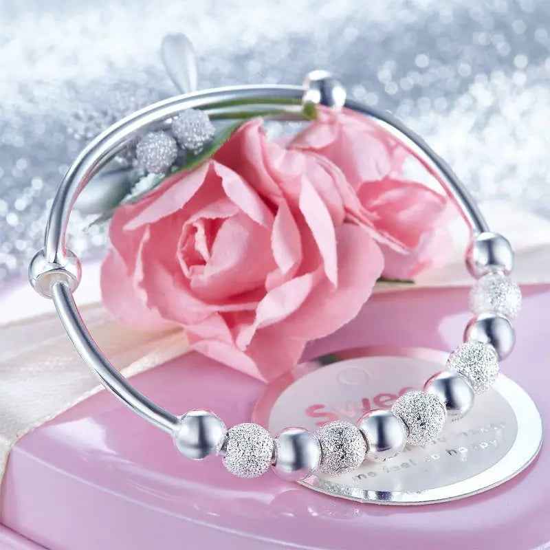 Solid 999 Silver Bangle Bracelet Baby Gift Adjustable Size