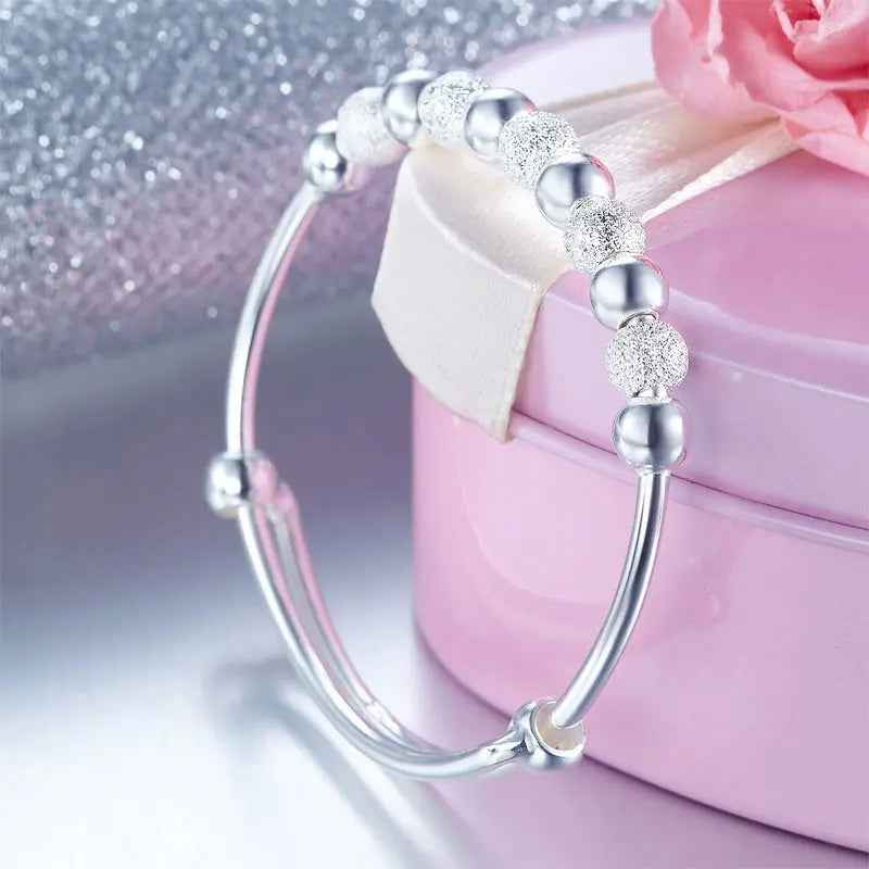 Solid 999 Silver Bangle Bracelet Baby Gift Adjustable Size