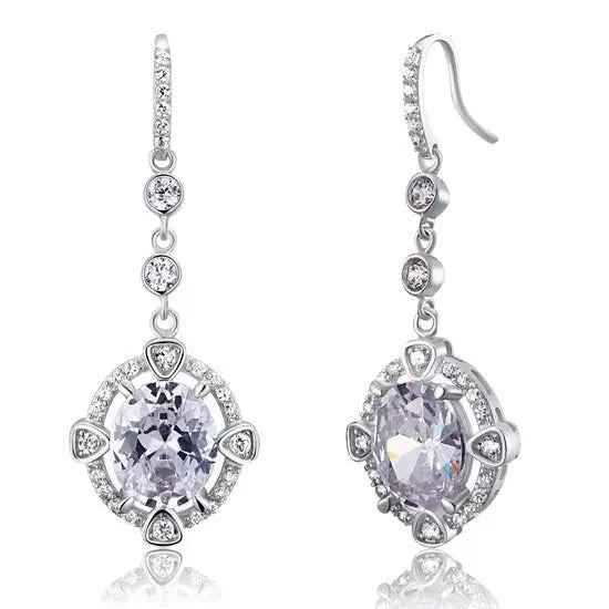 5 Carat Oval Dangle Sterling 925 Silver Bridal Wedding Earrings