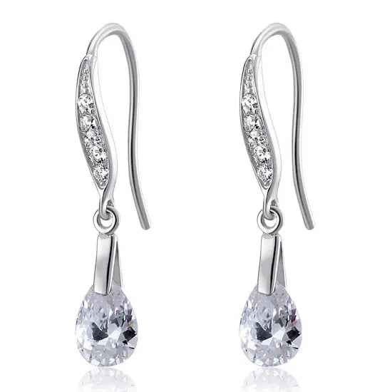 2 Carat Pear Cut Created Diamond 925 Sterling Silver Dangle Earrings
