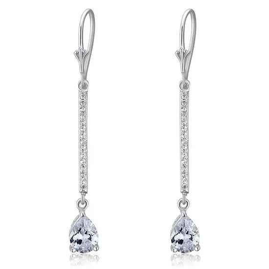 1 Carat Pear Cut Created Diamond 925 Sterling Silver Dangle Earrings