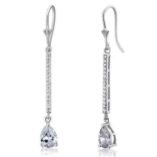 1 Carat Pear Cut Created Diamond 925 Sterling Silver Dangle Earrings