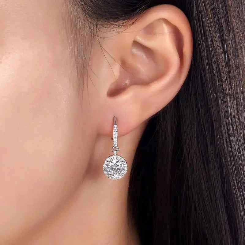 1.5 Carat Created Diamond 925 Sterling Silver Dangle Earrings