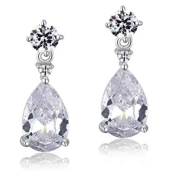 3 Carat Pear Cut Created Diamond 925 Sterling Silver Dangle Earrings