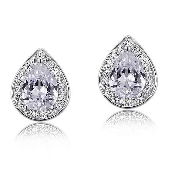 1 Carat Pear Cut Created Diamond 925 Sterling Silver Stud Earrings