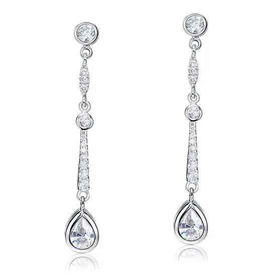 Pear Cut Created Diamond 925 Sterling Silver Dangle Earrings