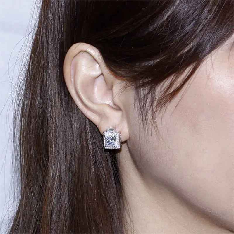 2 Carat Created Diamond Vintage Style Stud 925 Sterling Silver Earrings
