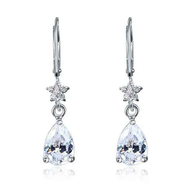 2 Carat 925 Sterling Silver Dangle Bridal Wedding Bridesmaid Earrings