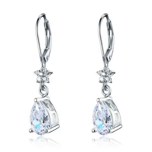2 Carat 925 Sterling Silver Dangle Bridal Wedding Bridesmaid Earrings