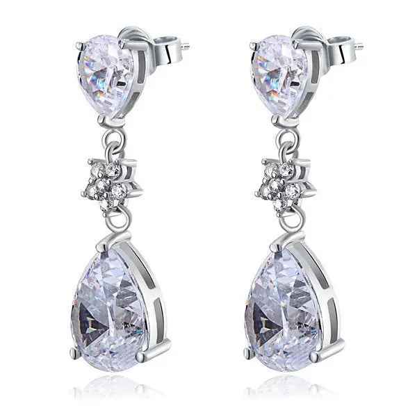 Sterling Silver Dangle Bridal Wedding Bridesmaid Earrings 3.5 Carat
