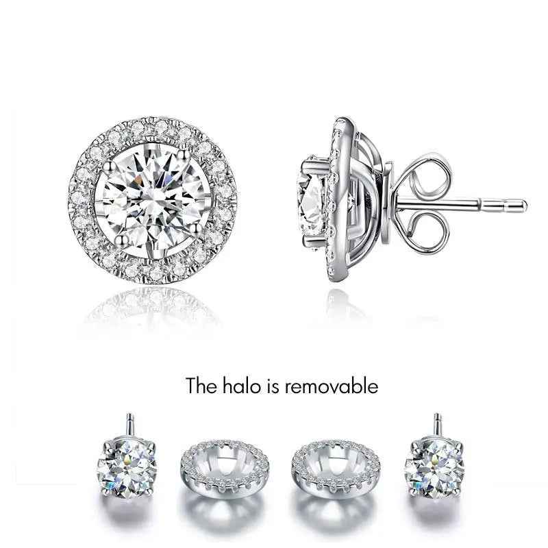1 Carat Moissanite Stud Earrings | 4 Claw Setting | Sterling Silver